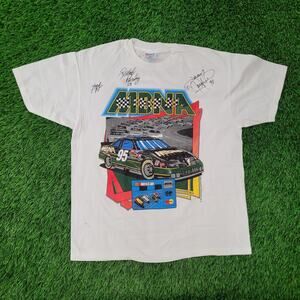 Vintage 1995 MBNA NASCAR car Shirt Large 22x27 Signed